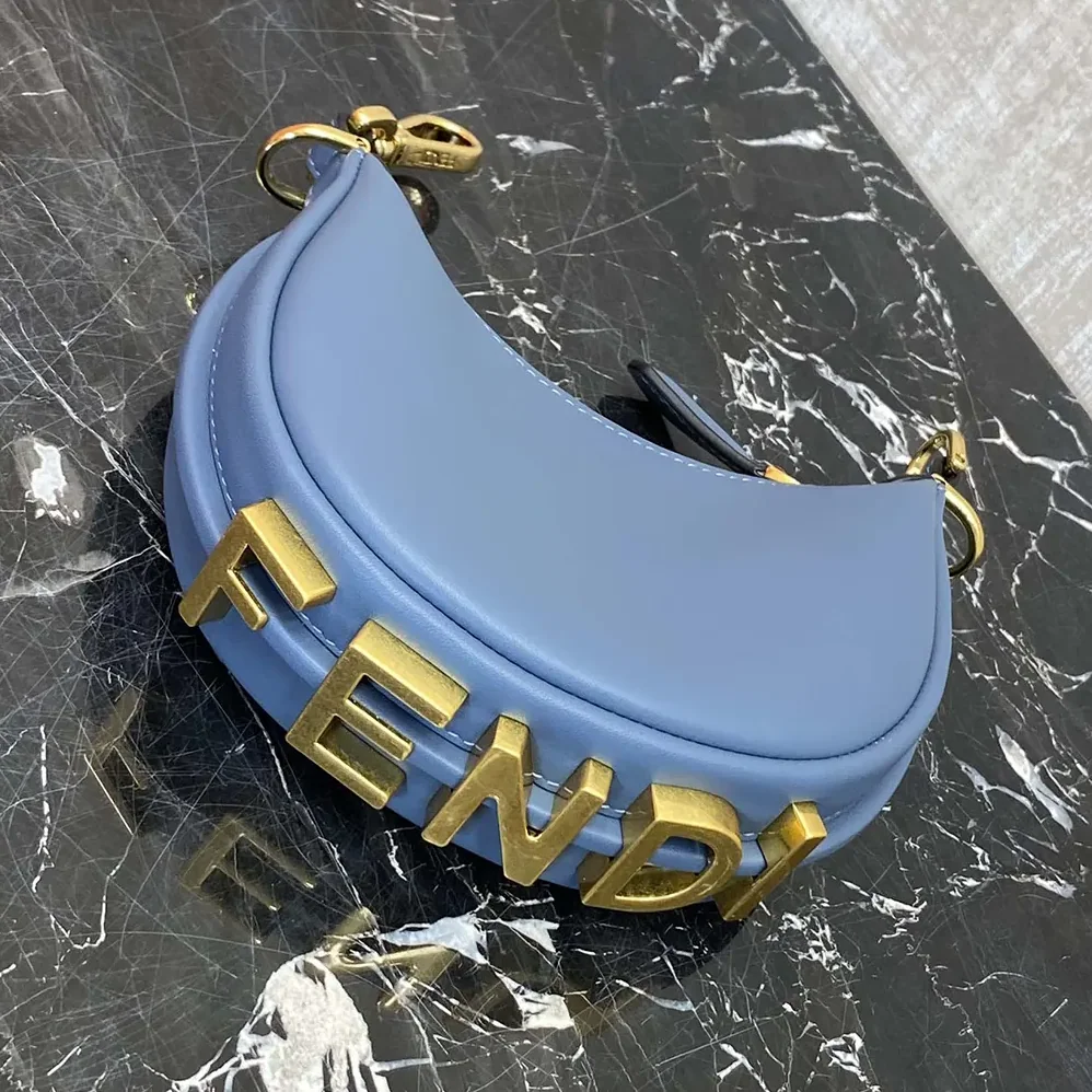 Fendi Fendigraphy Mini Blue Leather Mini for Women in bag