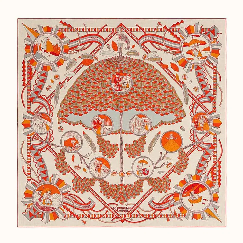 Hermes L'ombrelle Magique Shawl 140 for Women Hermes L'ombrelle Magique Shawl 140 for Women
