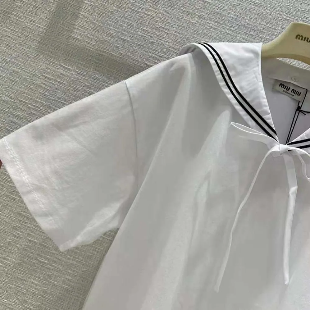 Miu Miu Embroidered Cotton T for Women in shirt with Embroidered Logo Miu Miu Embroidered Cotton T for Women in shirt with Embroidered Logo