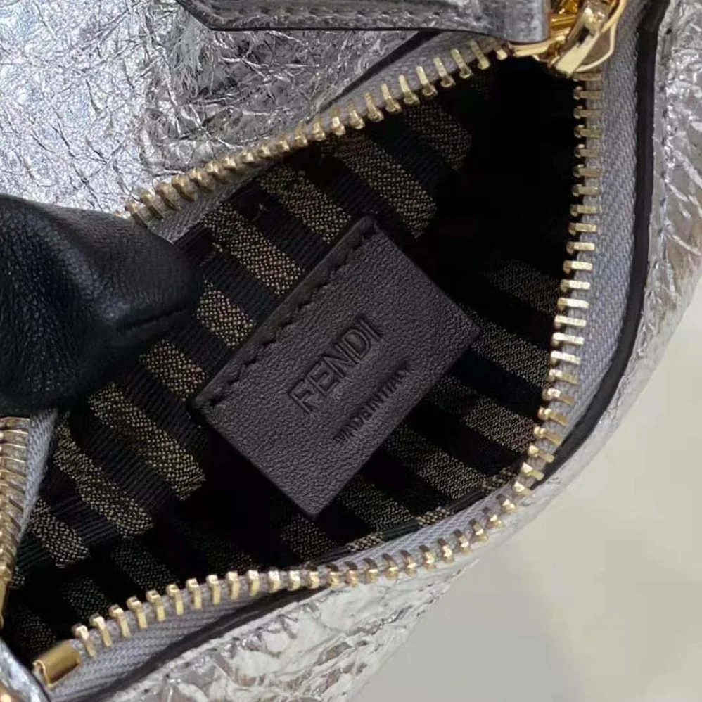 Fendi Nano Fendigraphy Silver Leather Charm for Women