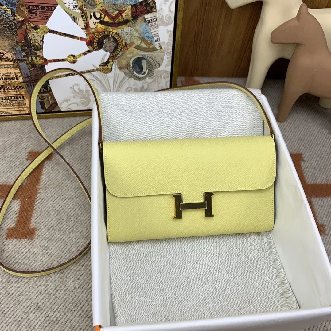 Hermes Constance Long Togo Wallet Yellow, Gold Toned Hardware Bag