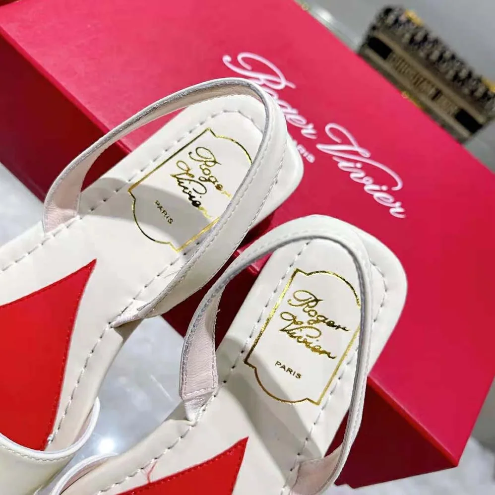 Roger Vivier Biki Love Strass Buckle Sandals in Leather for Women in White