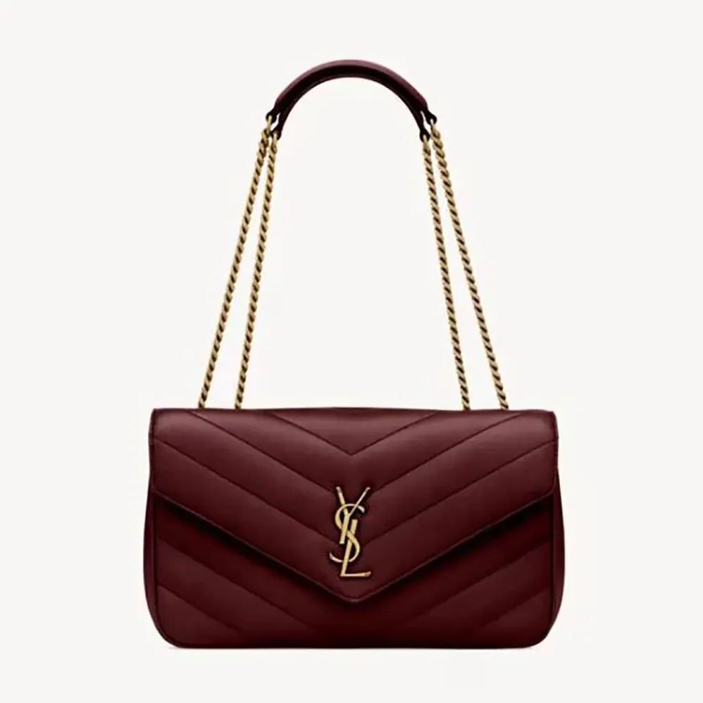 Saint Laurent YSL Loulou Medium in Matelasse Lambskin for Women in Bordeaux Saint Laurent YSL Loulou Medium in Matelasse Lambskin for Women in Bordeaux