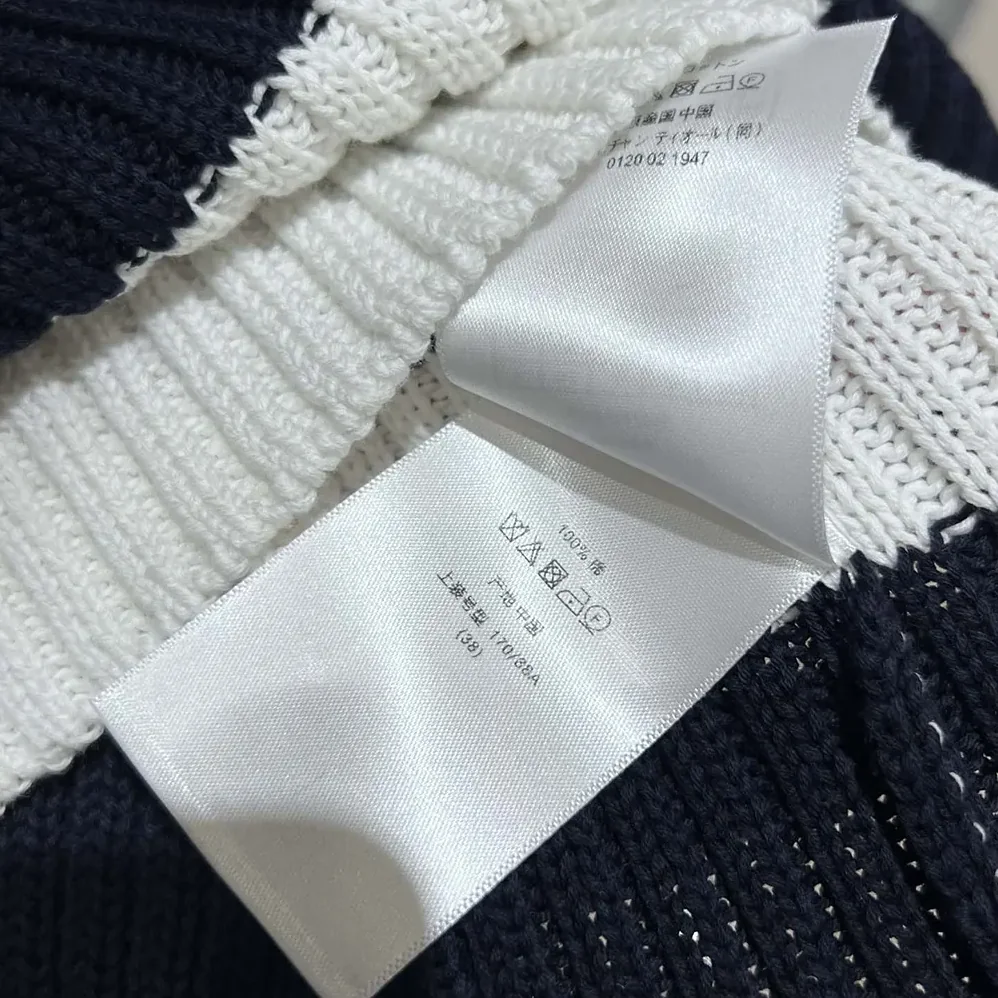 Dior Marinière Sweater White and Navy Blue Ribbed Cotton Knit for Women Dior Marinière Sweater White and Navy Blue Ribbed Cotton Knit for Women
