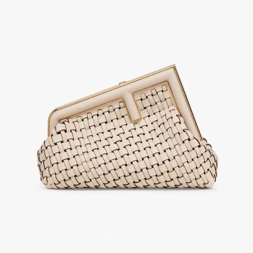 Fendi Fendi First Small Beige Braided Leather Bag for Women