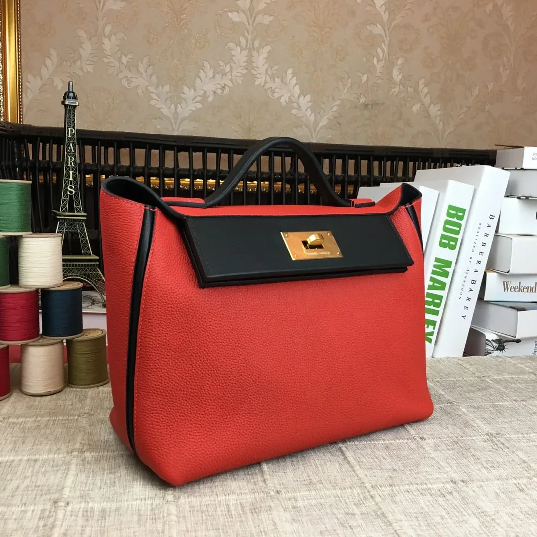 Hermes Clemence Swift Red Gold Toned Hardware Hermes Clemence Swift Red Gold Toned Hardware