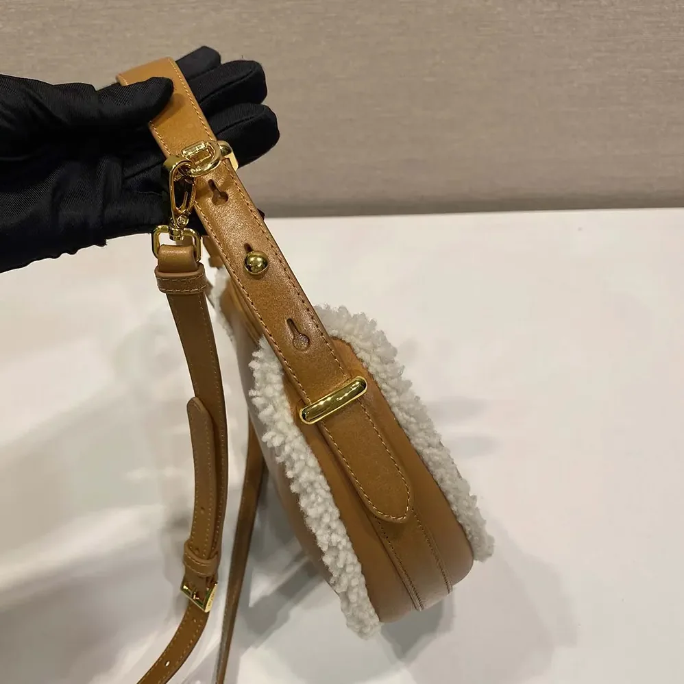 Prada Arqué Small Shearling Shoulder Bag for Women Prada Arqué Small Shearling Shoulder Bag for Women