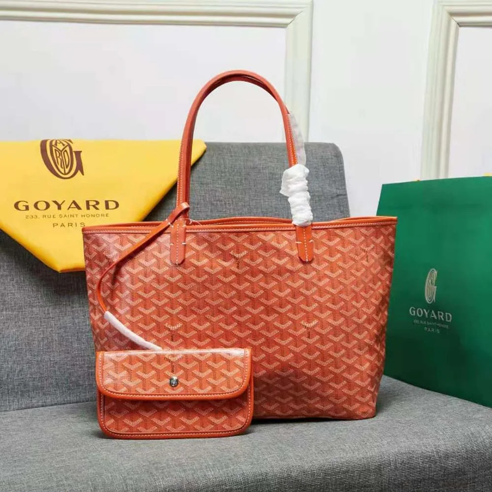 Goyard Sac Artois MM in Goyardine Canvas & Chevroches Calfskin for Women in Orange Goyard Sac Artois MM in Goyardine Canvas & Chevroches Calfskin for Women in Orange