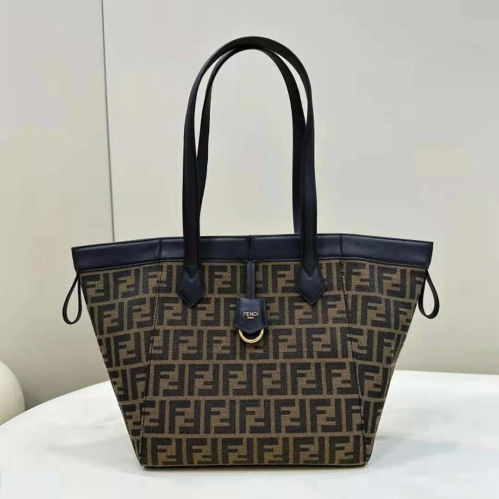 Fendi Origami Medium Brown FF Jacquard Fabric Bag That Can be Transformed for Women Fendi Origami Medium Brown FF Jacquard Fabric Bag That Can be Transformed for Women