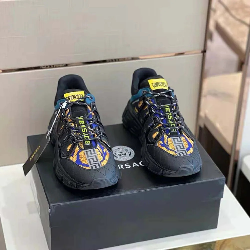 Versace Trigreca Sneakers with Medusa Renaissance Print for Men Versace Trigreca Sneakers with Medusa Renaissance Print for Men