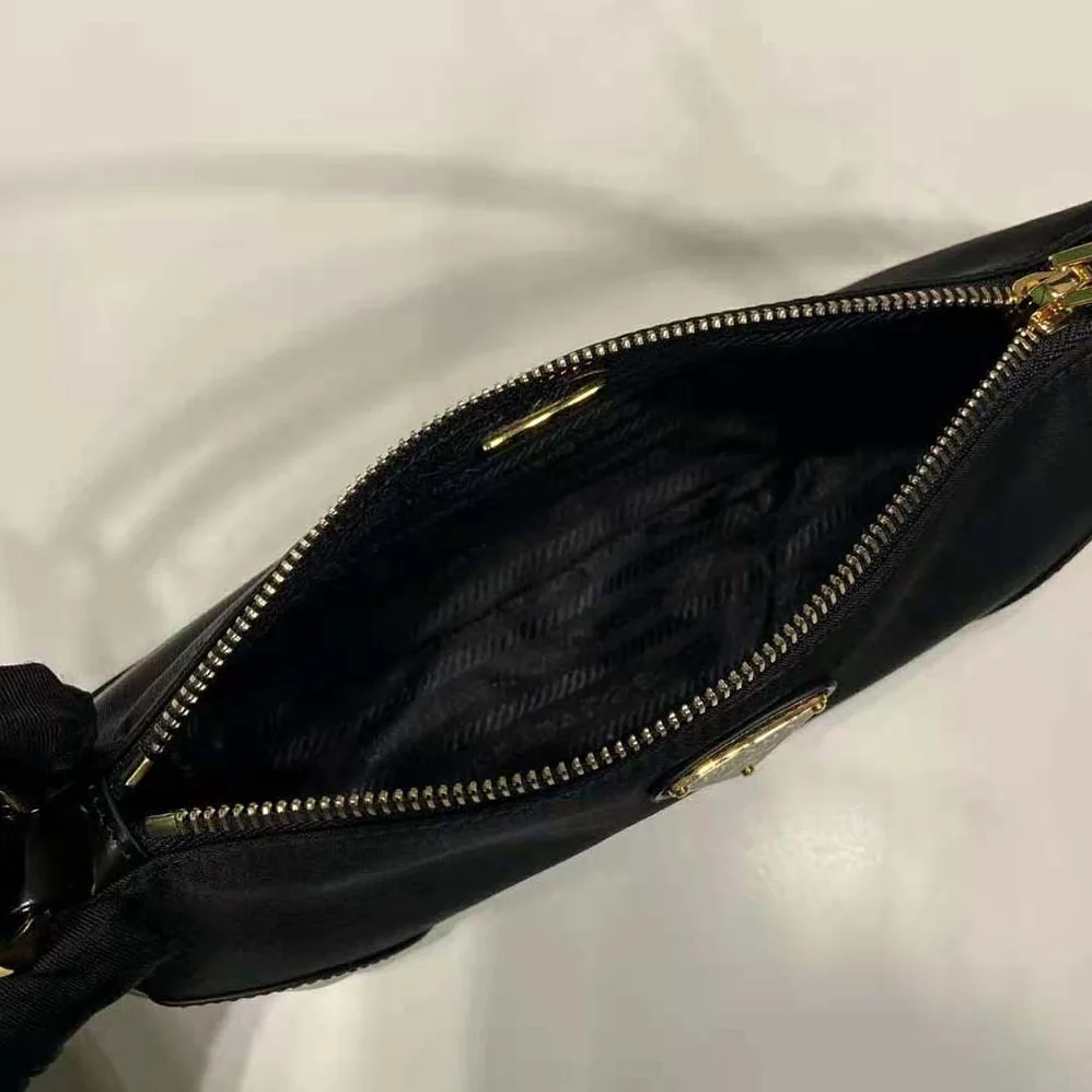 Prada Re-Edition 2002 Re-Nylon and Brushed Leather Shoulder Bag for Women in Black