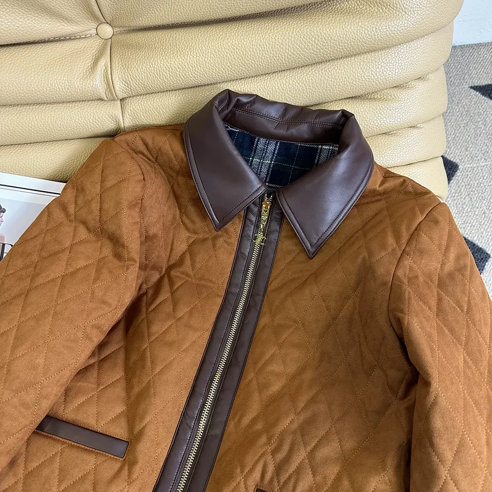 Celine Quilted Jacket In Suede for Women in Brown Celine Quilted Jacket In Suede for Women in Brown