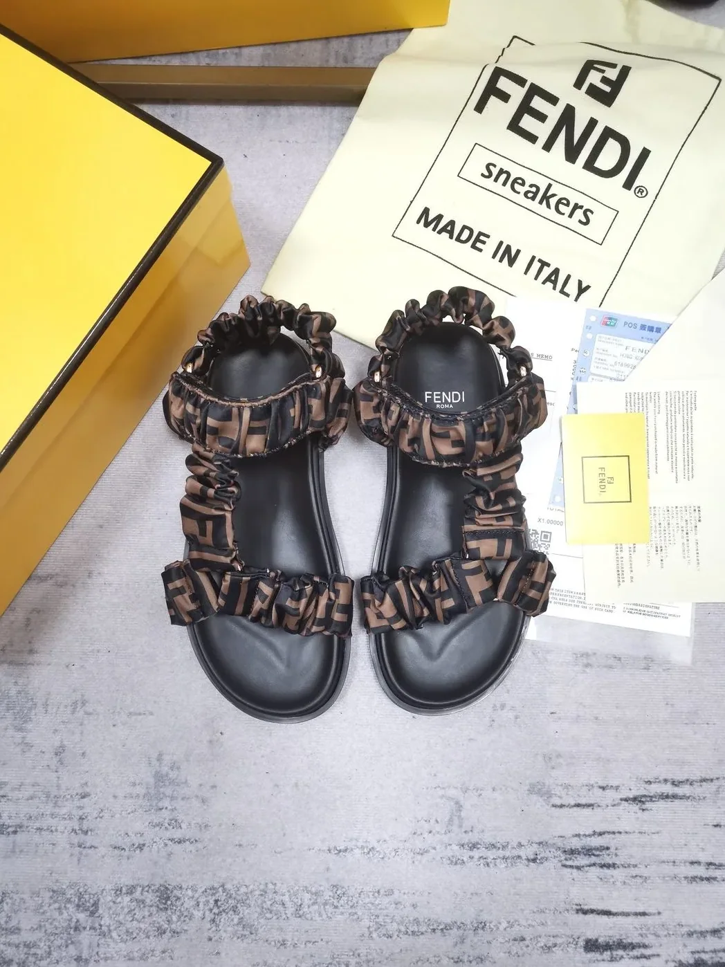 Fendi Feel Brown Satin Sandals 8X8291AE7SF0R7V
