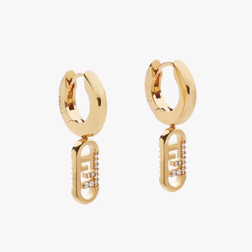 Fendi O Lock Earrings Gold for Women in Colored Earrings
