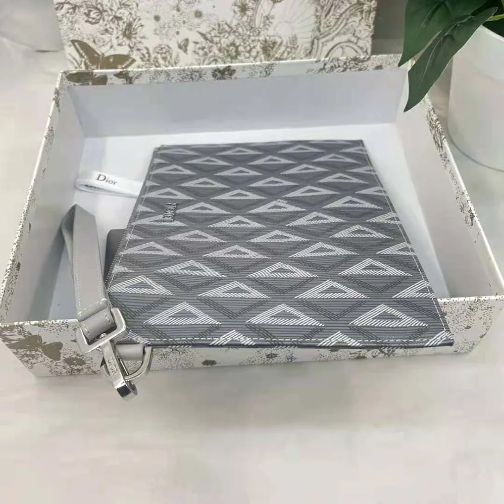 Dior A5 Pouch Dior Gray CD Diamond Canvas for Men
