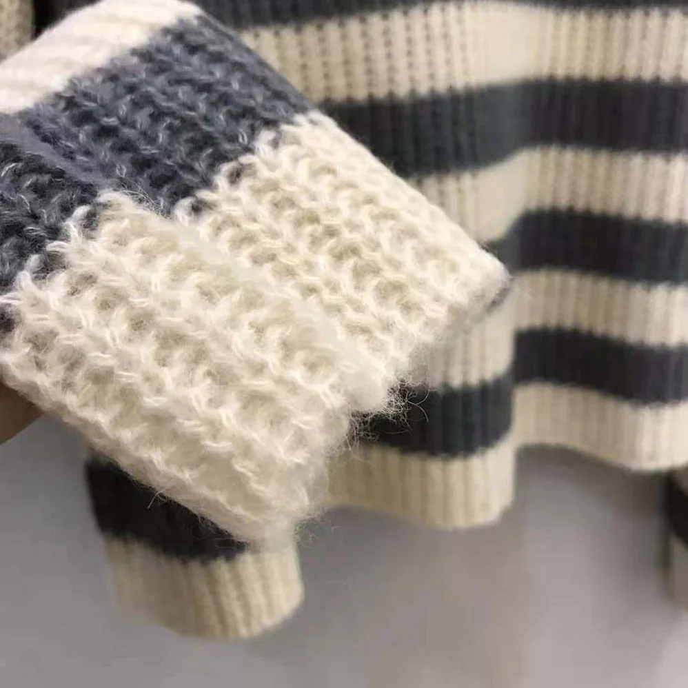 Dior Stand Collar Sweater Gray and Ecru D-Stripes Alpaca Cashmere and Silk Knit for Women Dior Stand Collar Sweater Gray and Ecru D-Stripes Alpaca Cashmere and Silk Knit for Women