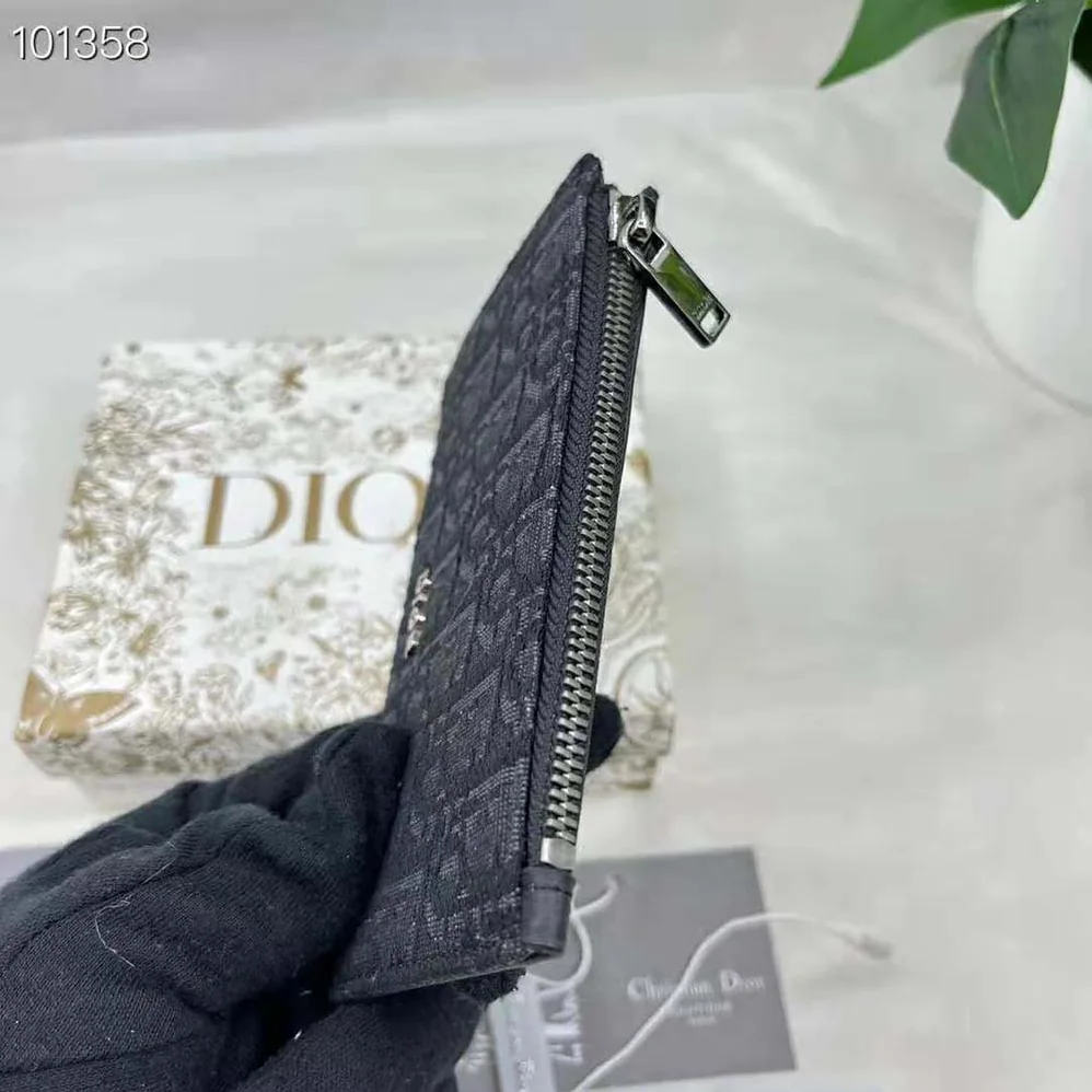 Dior Zipped Card Holder Black Dior Oblique Jacquard and Grained Calfskin for Men Dior Zipped Card Holder Black Dior Oblique Jacquard and Grained Calfskin for Men