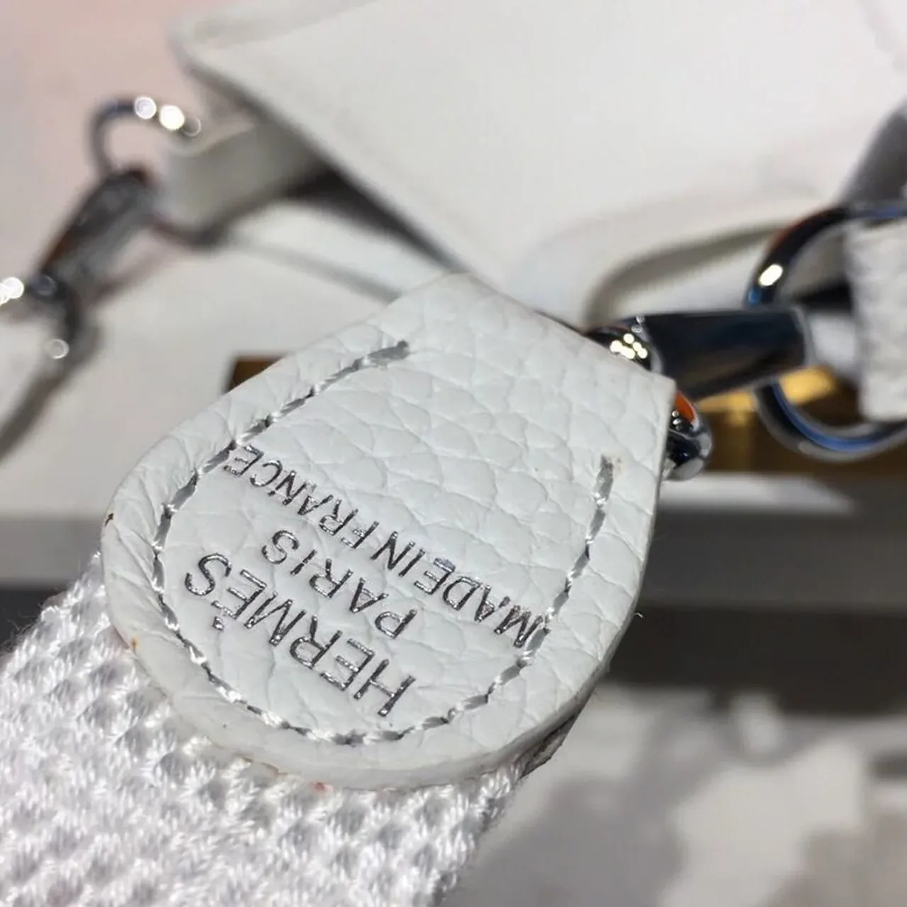 Hermes Evelyne II TPM Bag White Silver Toned Hardware /