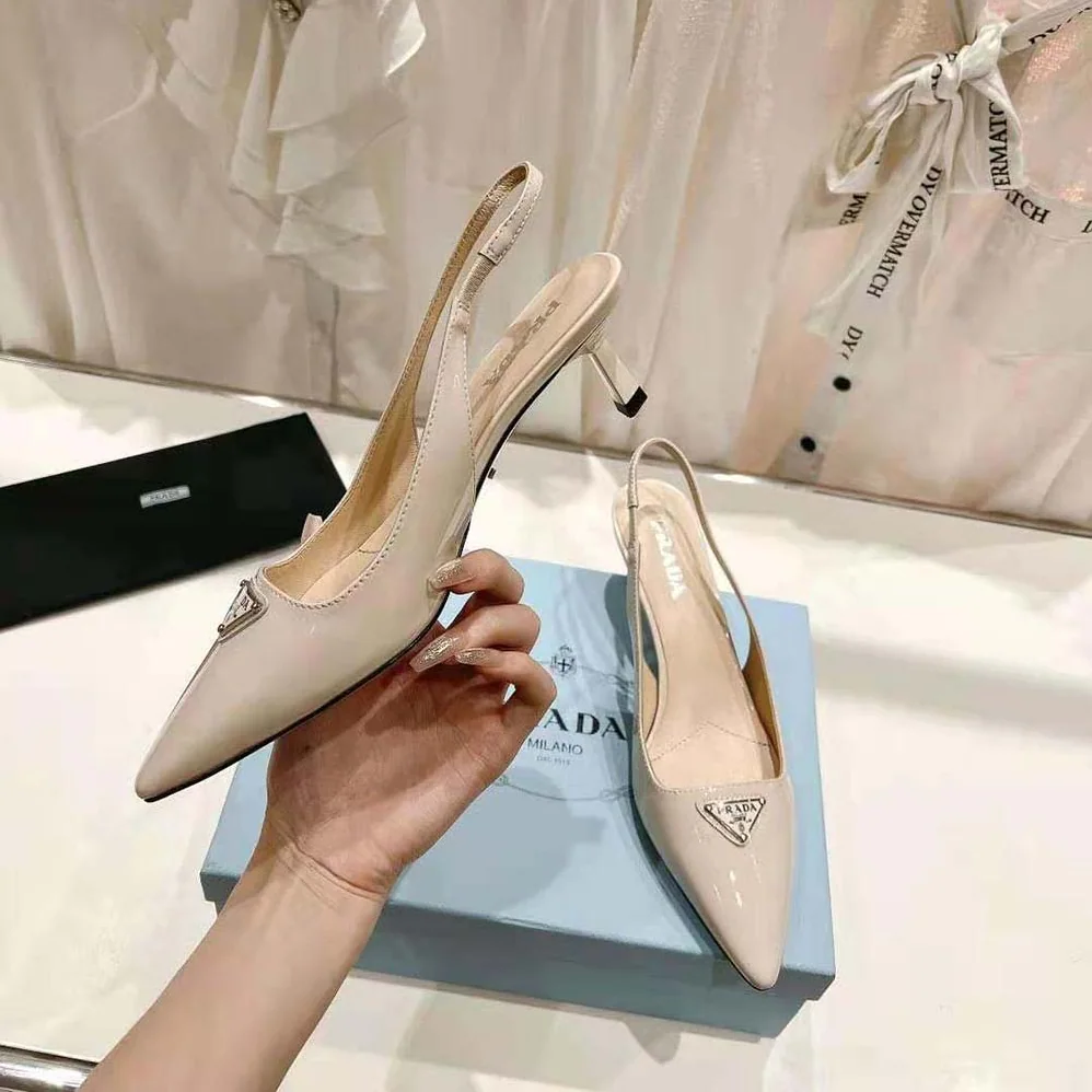 Prada Patent-Leather Slingback Pumps for Women in White