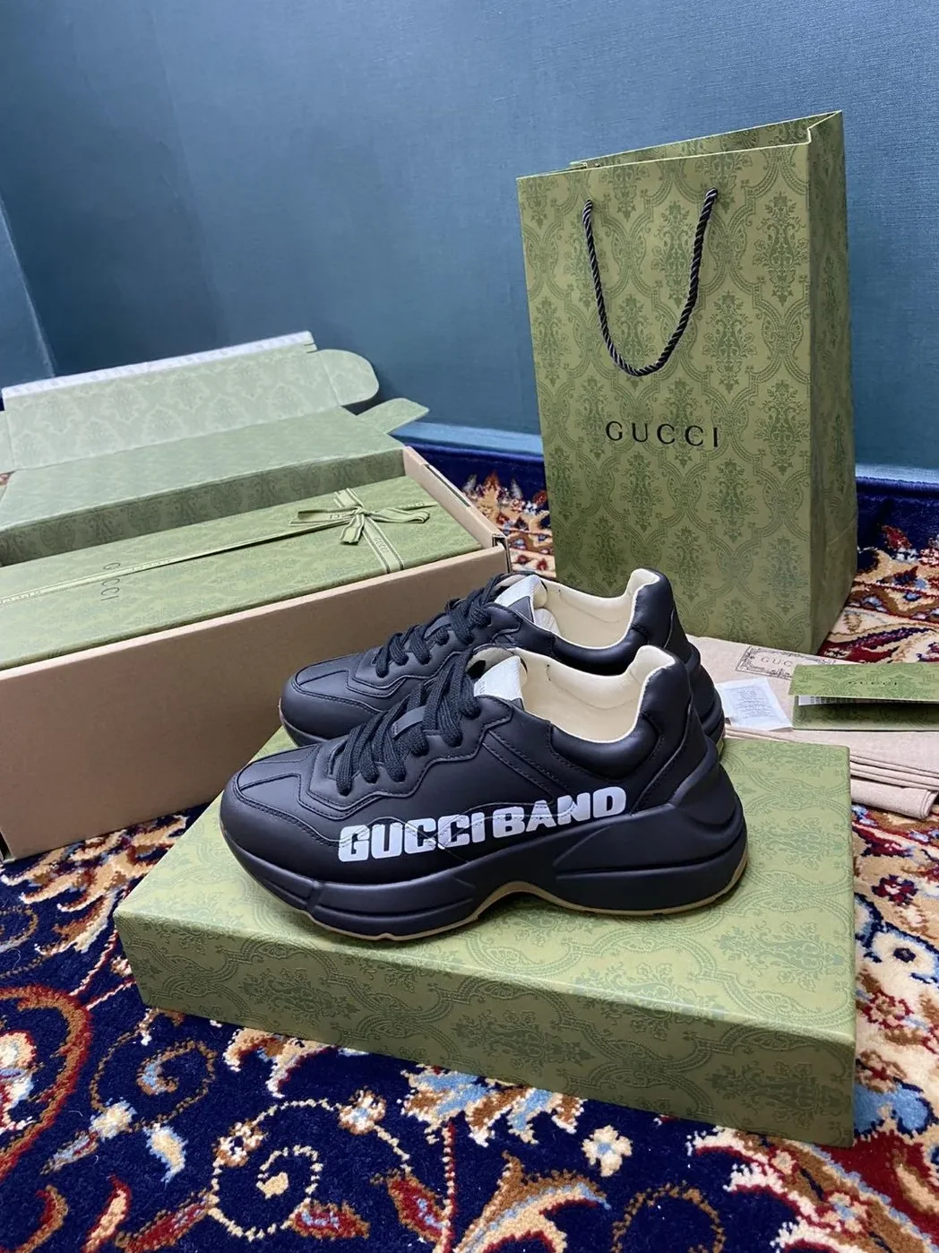 Gucci Rhyton Sneakers With Gucci Band Black for Men