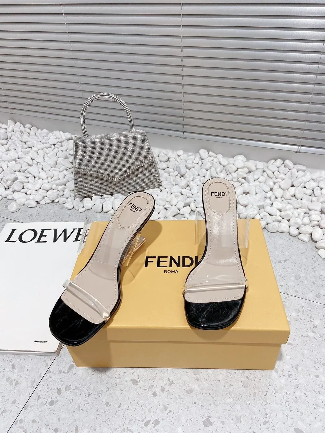 Fendi First Black Transparent Medium in Heeled Sandals