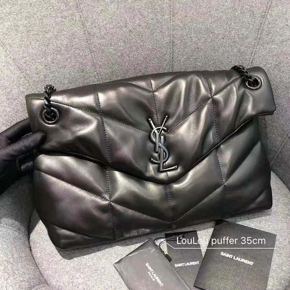 Saint Laurent YSL Puffer Medium Bag in Quilted Lambskin for Women in Black