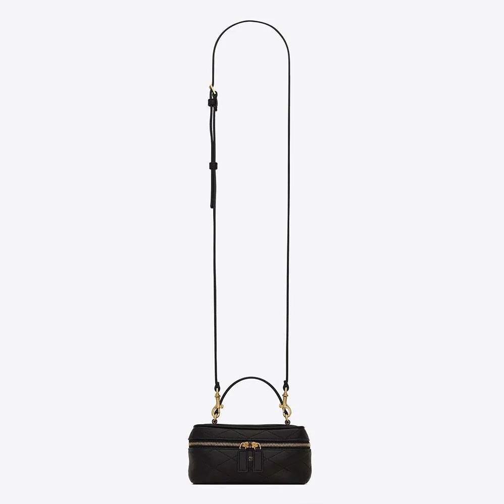 Saint Laurent YSL Mini Saint Laurent Vanity Case in Quilted Lambskin for Women in Black