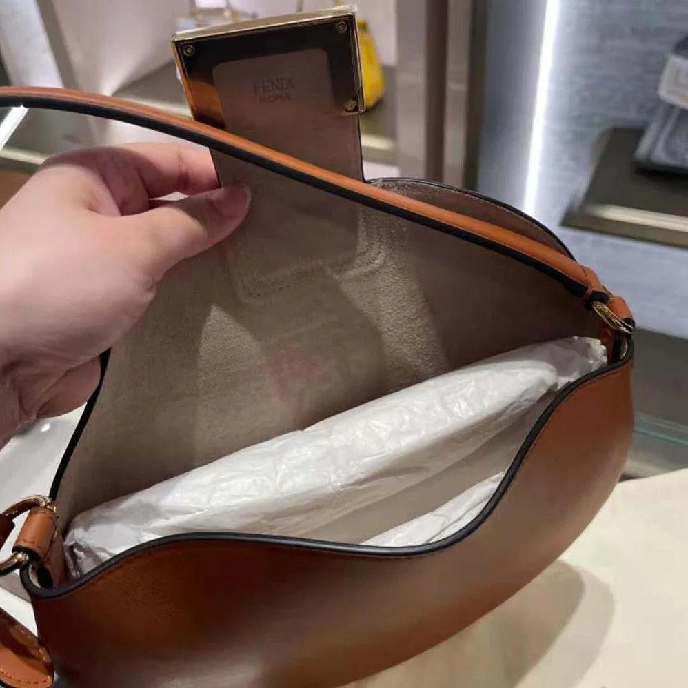 Fendi Small Croissant Brown Leather Bag for Women