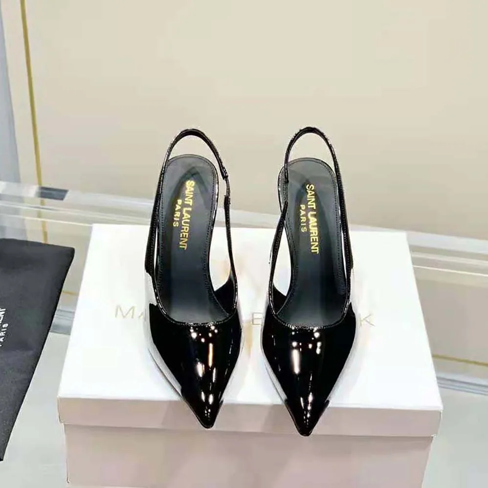Saint Laurent YSL Viper Slingback Pumps in Patent Leather for Women