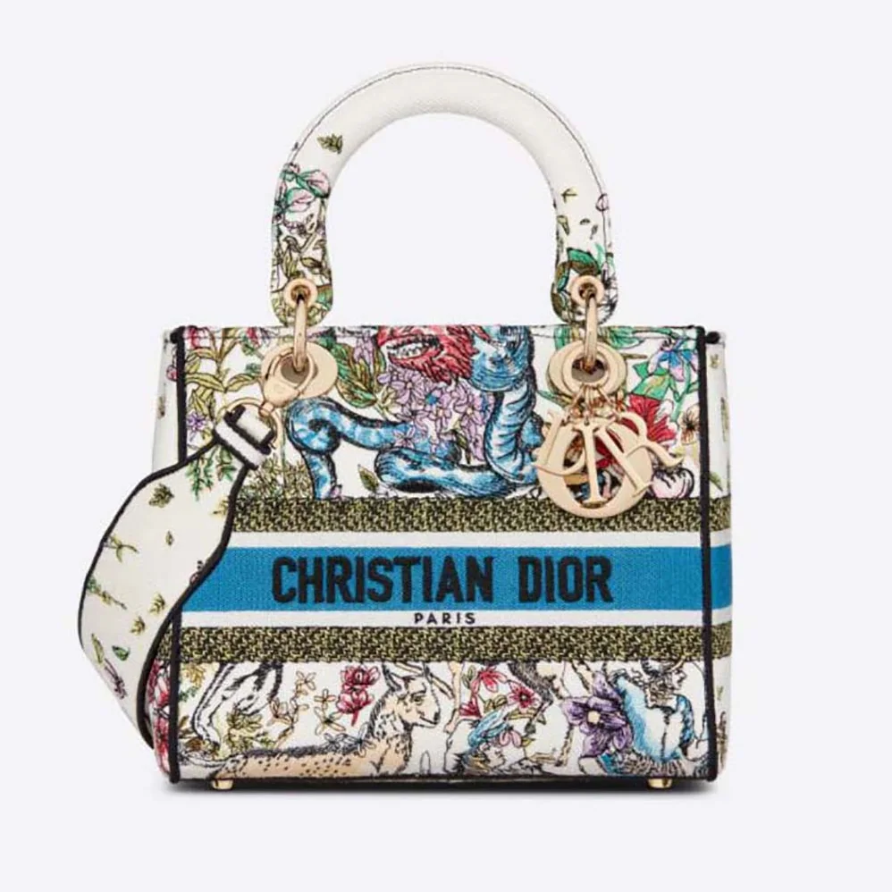 Dior Medium Lady D-Lite Bag Latte Multicolor D for Women in Constellation Embroidery Dior Medium Lady D-Lite Bag Latte Multicolor D for Women in Constellation Embroidery