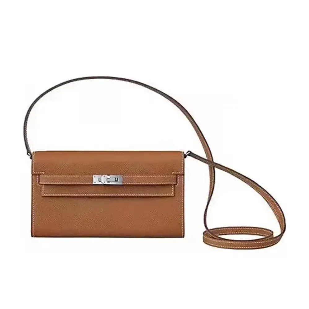 Hermes Kelly To Go in Epsom Leather for Women in Brown/Silver