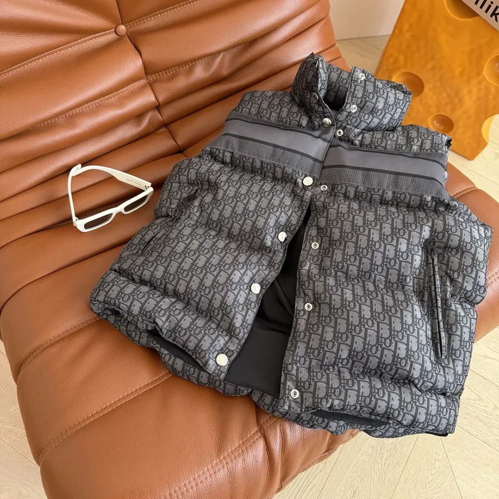 Dior Oblique Down Vest Black Cotton for Women in Blend Jacquard Dior Oblique Down Vest Black Cotton for Women in Blend Jacquard