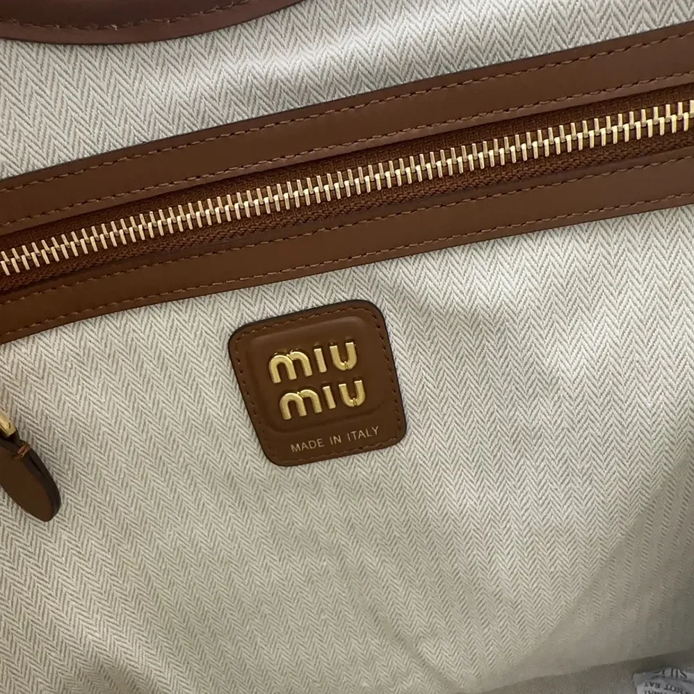 Miu Miu IVY Leather Patchwork Bag for Women in Brown Miu Miu IVY Leather Patchwork Bag for Women in Brown