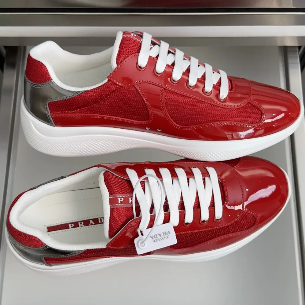 Prada Patent Leather And Technical Fabric Prada America'S Cup Sneakers for Unisex in Red