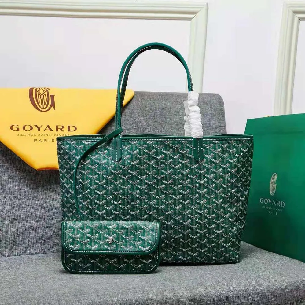 Goyard Sac Artois MM in Goyardine Canvas & Chevroches Calfskin for Women in Green Goyard Sac Artois MM in Goyardine Canvas & Chevroches Calfskin for Women in Green