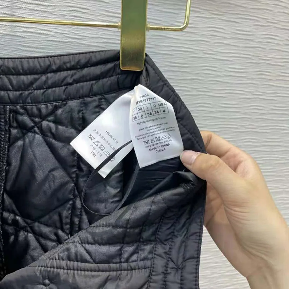 Dior Macrocannage Mid-Length skirt Black Quilted Technical Taffeta for Women