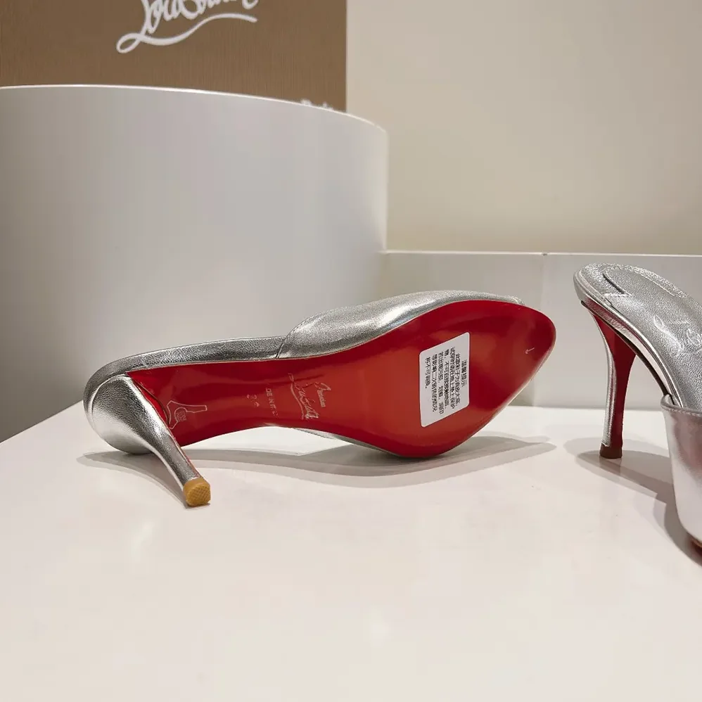 Christian Louboutin Me Dolly 100 mm Mules Nappa leather for Women in Silver Christian Louboutin Me Dolly 100 mm Mules Nappa leather for Women in Silver