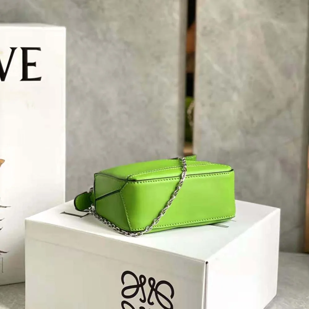 Loewe Nano Puzzle Bag in Classic Calfskin for Women in Lime Loewe Nano Puzzle Bag in Classic Calfskin for Women in Lime