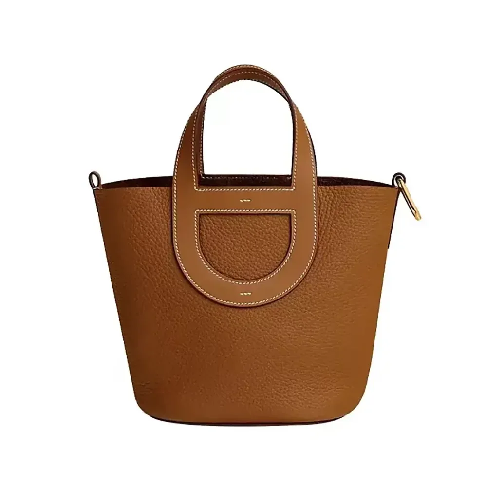 Hermes In the Loop 18 Handbag Clemence Leather for Women in Brown/Gold
