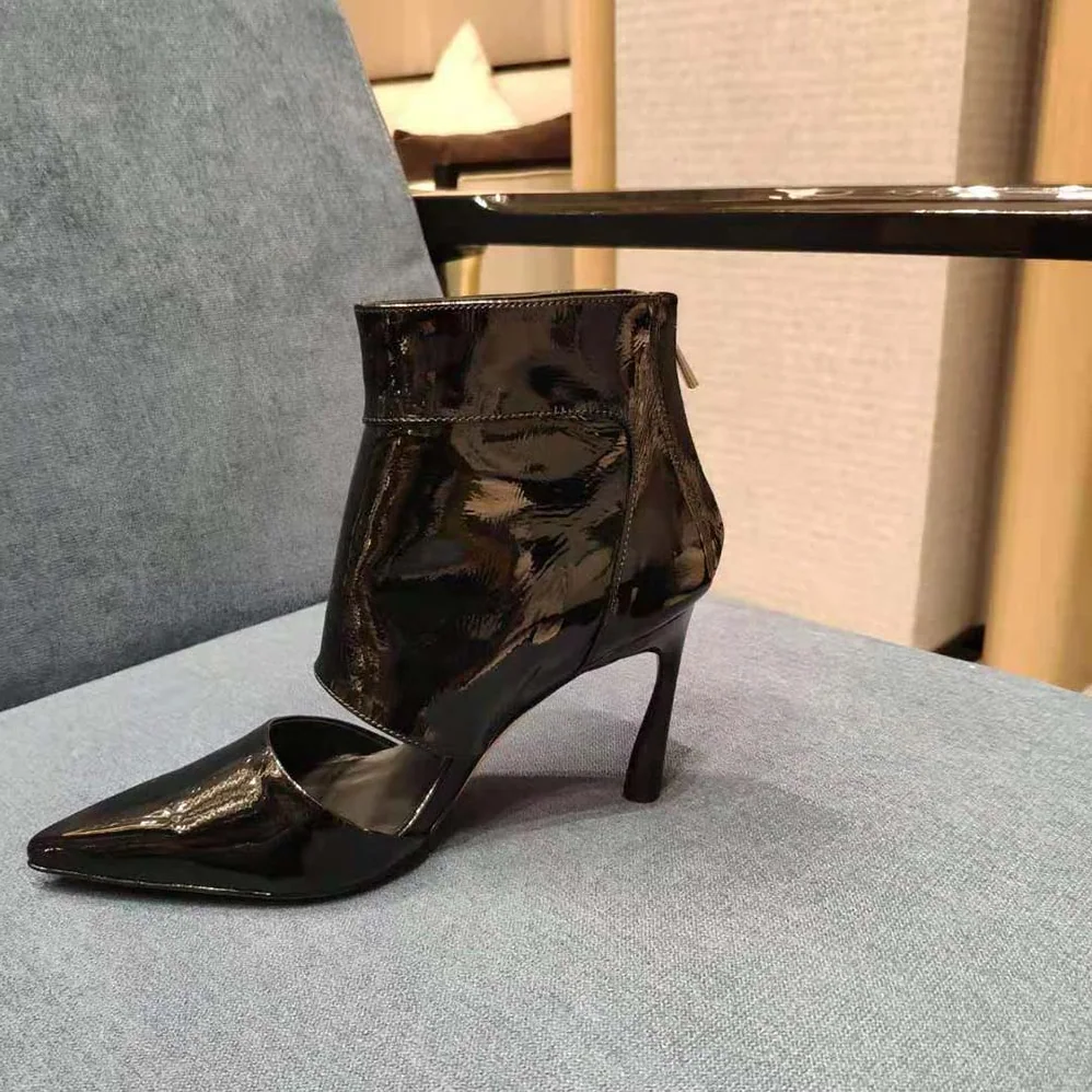 Jimmy Choo Tara 100 Black Naplack Cut Out Ankle Boots for Women Jimmy Choo Tara 100 Black Naplack Cut Out Ankle Boots for Women