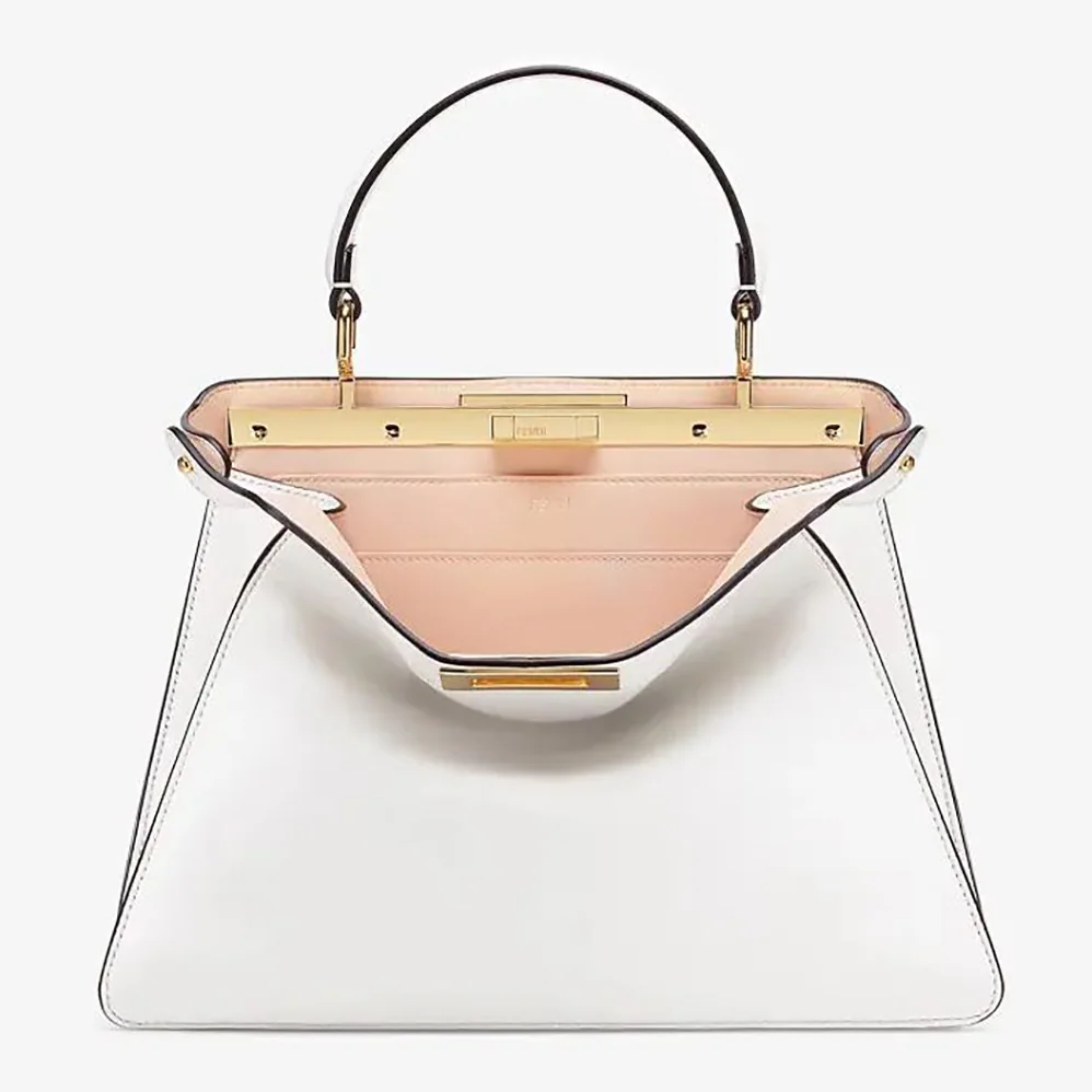 Fendi Peekaboo Iseeu Medium Leather Bag for Women in White Fendi Peekaboo Iseeu Medium Leather Bag for Women in White