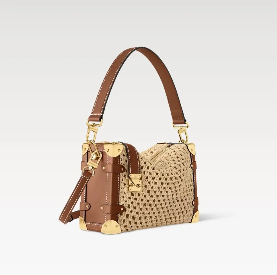 Louis Vuitton Side Trunk MM Raffia Natural in Brown / Louis Vuitton Side Trunk MM Raffia Natural in Brown /