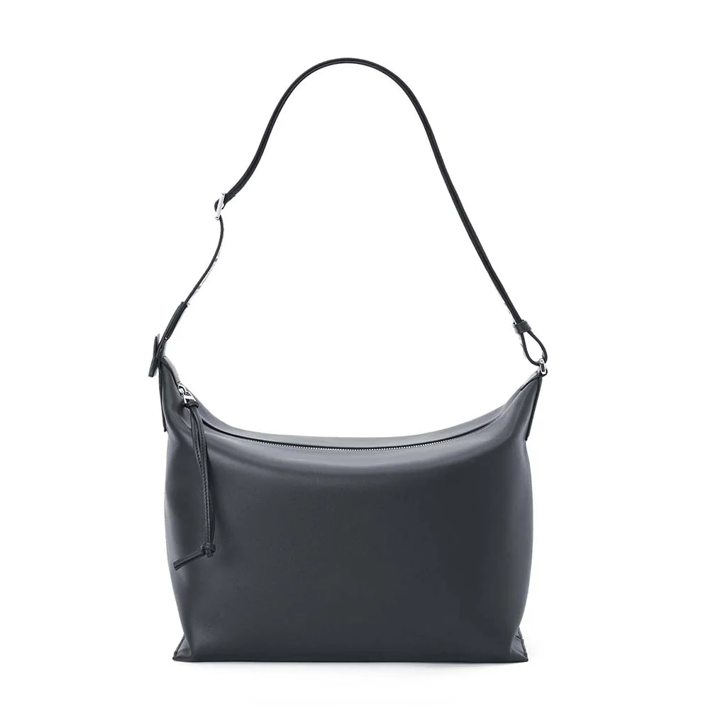 Loewe Cubi Crossbody Bag in Supple Smooth Calfskin and Jacquard for Women in Navy Loewe Cubi Crossbody Bag in Supple Smooth Calfskin and Jacquard for Women in Navy