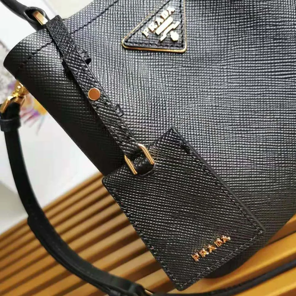 Prada Small Saffiano Leather Prada Panier Bag for Women in Black Prada Small Saffiano Leather Prada Panier Bag for Women in Black