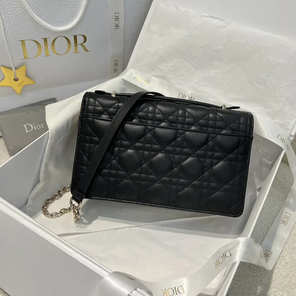 Dior My Dior Top Handle Bag Black Cannage Lambskin for Women
