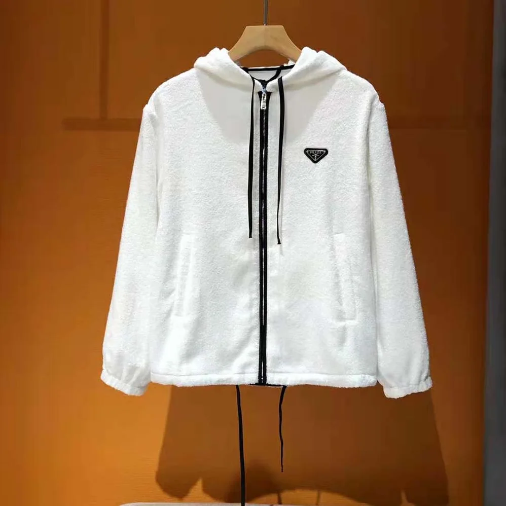 Prada Terry Cloth Hoodie for Women in White Prada Terry Cloth Hoodie for Women in White