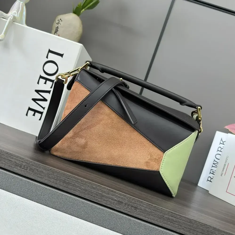 Loewe Small Puzzle Bag in Classic Calfskin and Suede for Unisex