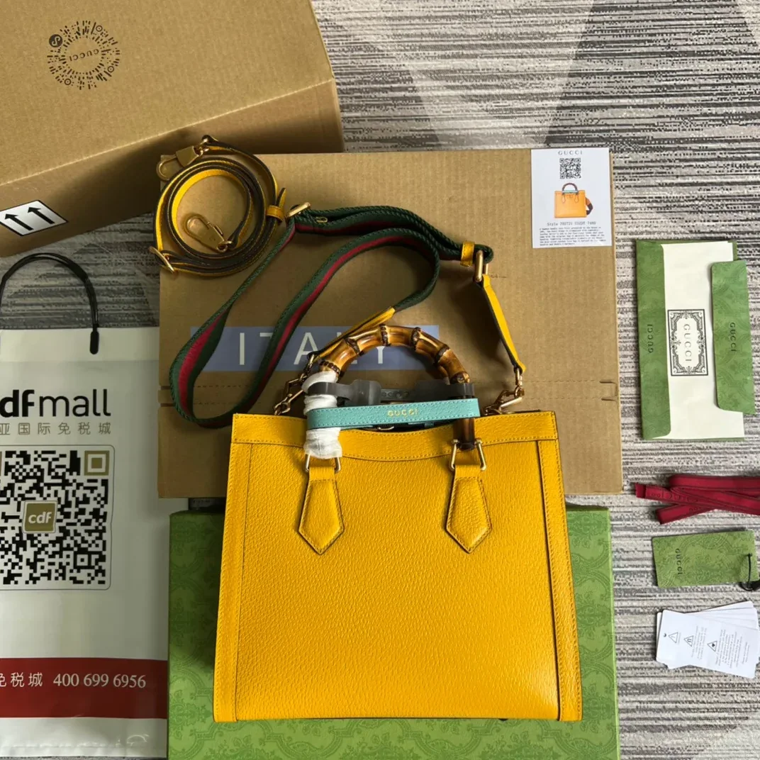Gucci Diana Medium Tote Bag Yellow Gucci Diana Medium Tote Bag Yellow