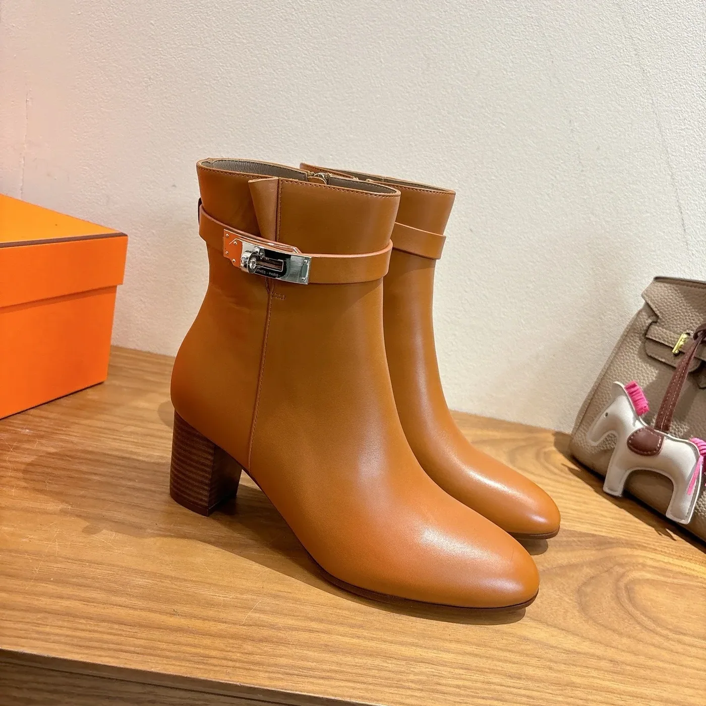 Hermes Saint Germain Ankle Boots Naturel