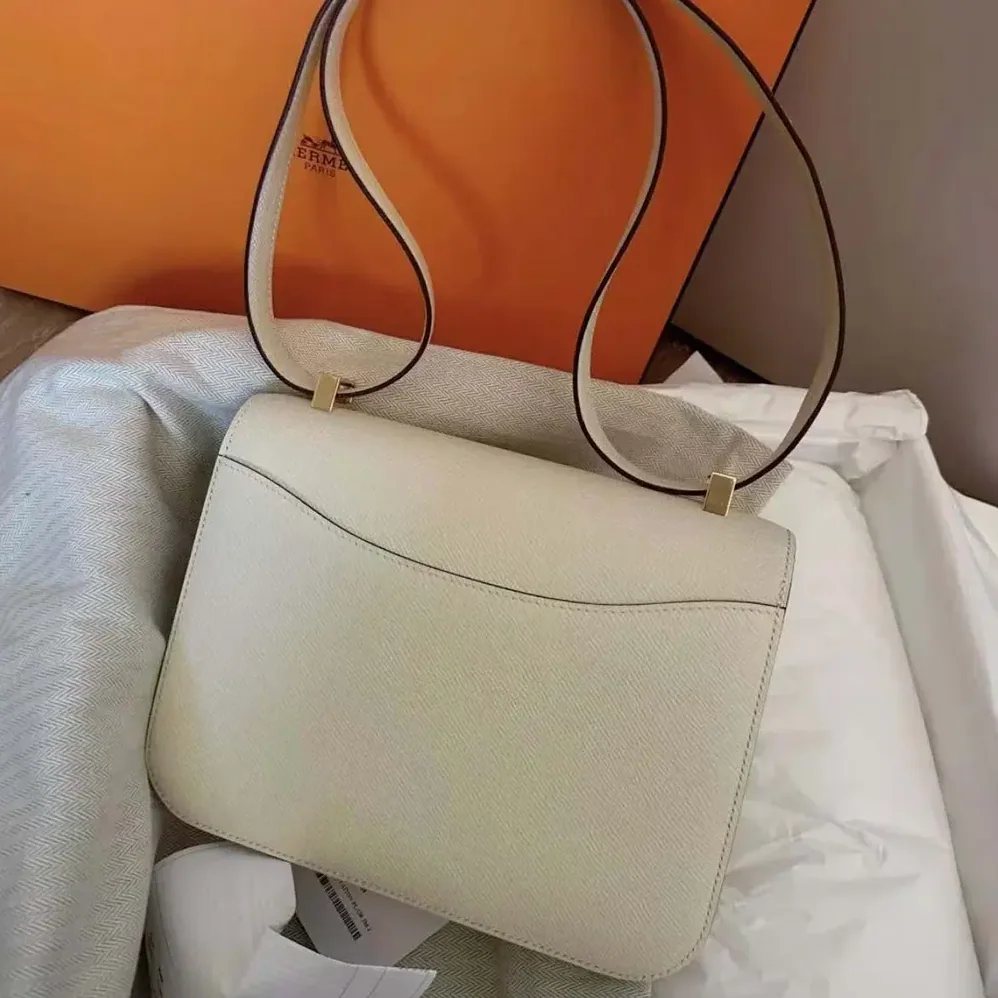 Hermes Constance 24 Bag Epsom Leather for Women in White/Gold